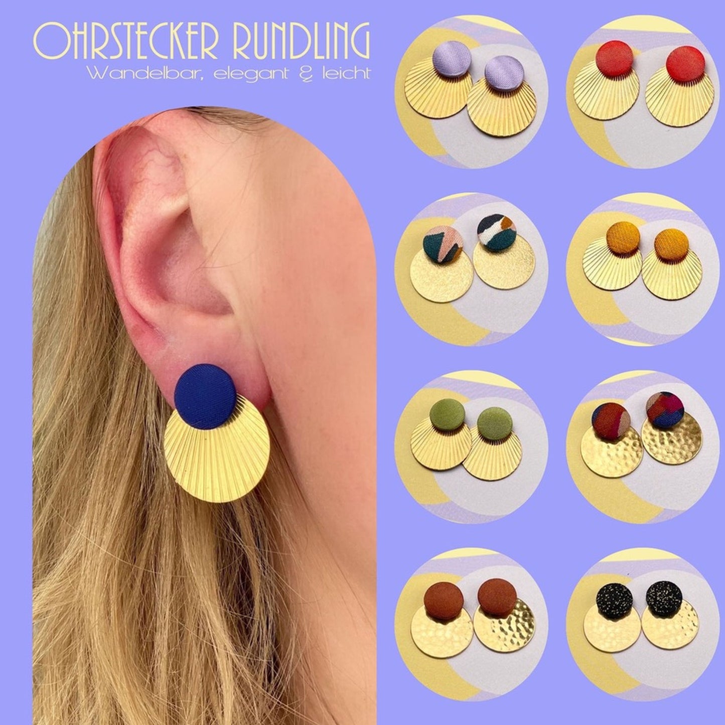 Ohrstecker Rundling .Fliederblau