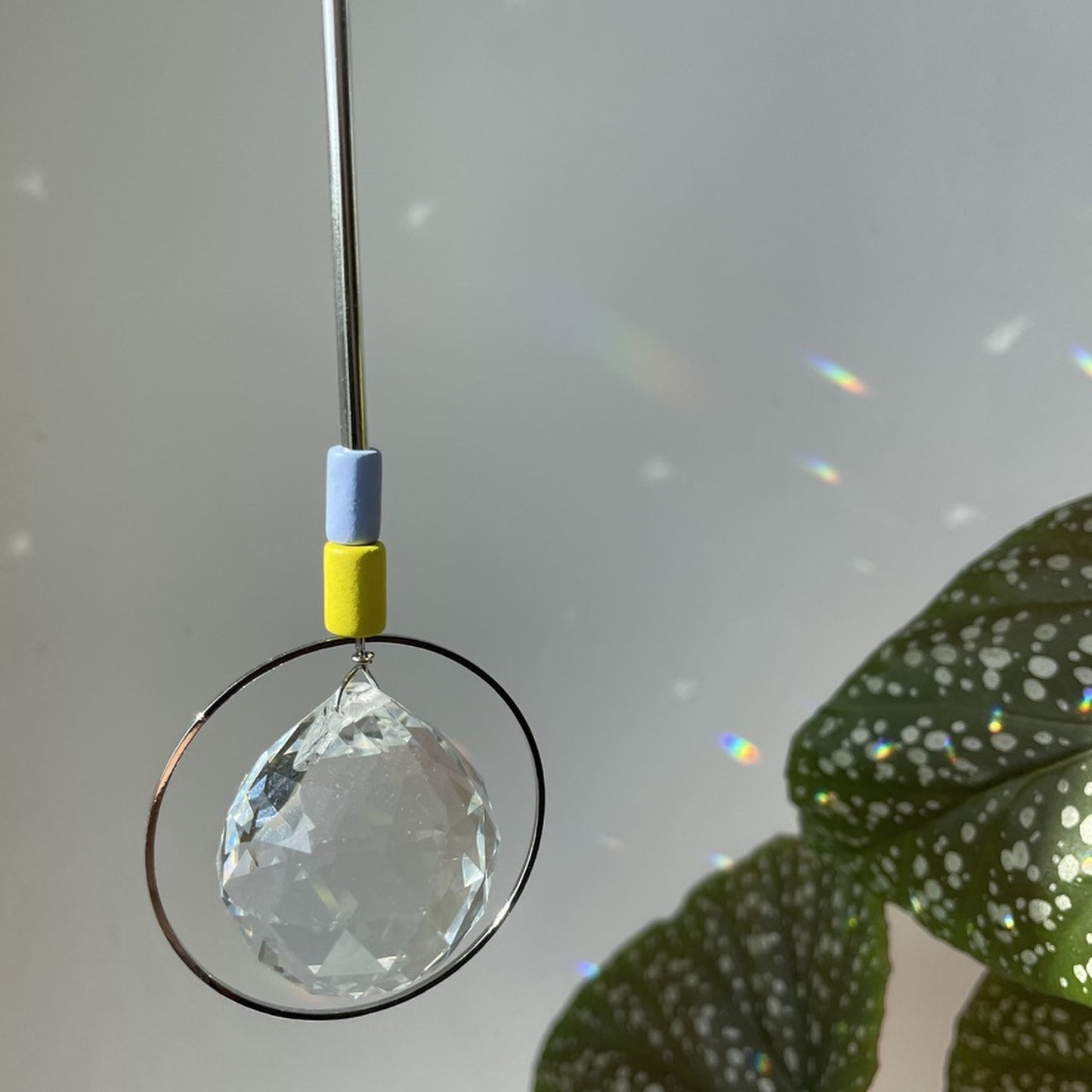 Suncatcher Perel klein hellblau Neongelb silver