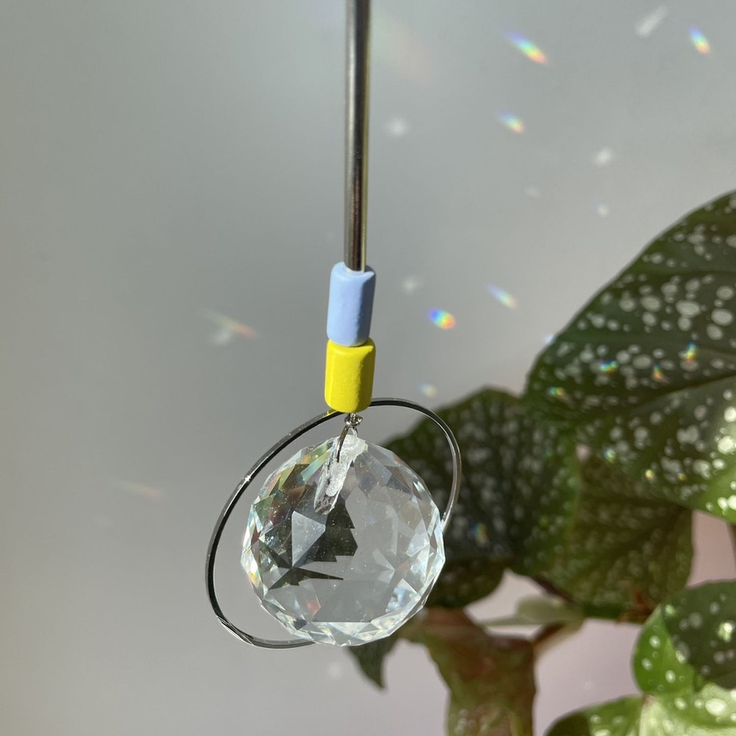 Suncatcher Perel klein hellblau Neongelb silver