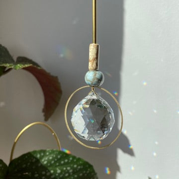 Suncatcher Bubble blau weiß Marmor / Lichtfänger / Fensterkristall  / Prisma