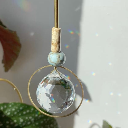 Suncatcher Bubble blau weiß Marmor / Lichtfänger / Fensterkristall  / Prisma