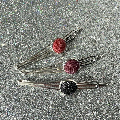 Haarspange *Little Pea*in Glitzerrot . Silber