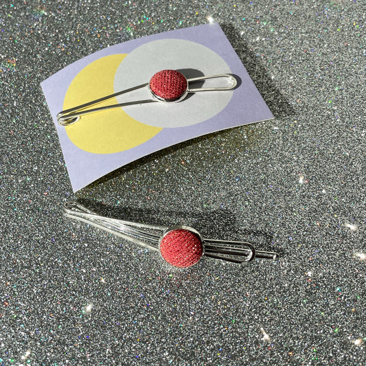 Haarspange *Little Pea*in Glitzerrot . Silber