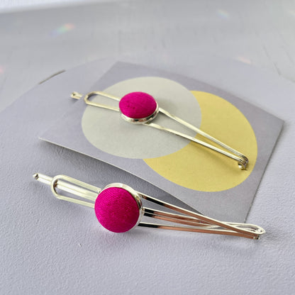 Haarspange *Little Pea*in Pralles Pink . Silber