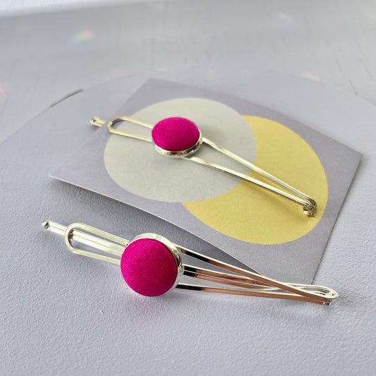 Haarspange *Little Pea*in Pralles Pink . Silber