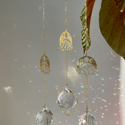 Suncatcher Lotus Mond-Lichtfänger, Regenbogenkristall, Fensterdeko, Geschenk zur Geburt, kleines Dankeschön