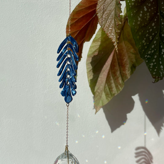 Suncatcher Farn blau/ Lichtfänger / Fensterkristall / Prisma