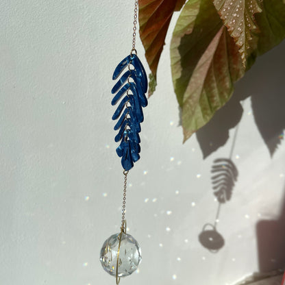 Suncatcher Farn blau/ Lichtfänger / Fensterkristall / Prisma