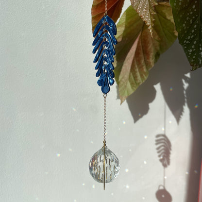 Suncatcher Farn blau/ Lichtfänger / Fensterkristall / Prisma