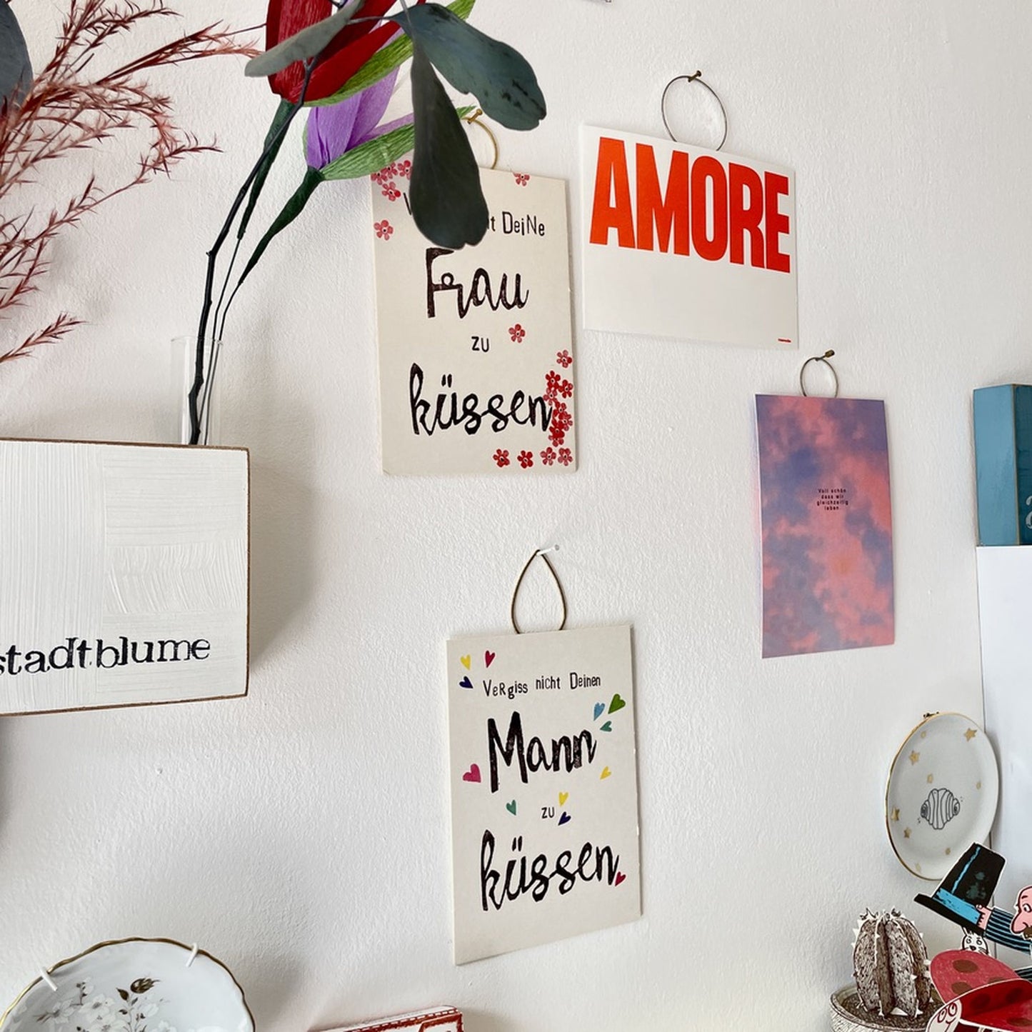 Bildaufhänger zum Postkarten aufhängen / 3er Set Kreise/ Wohndeko / Galerie