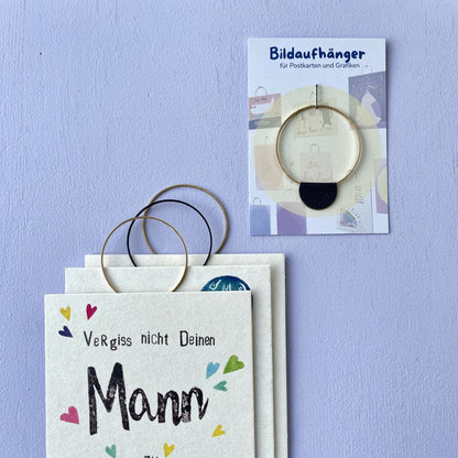 Bildaufhänger zum Postkarten aufhängen Kreis groß/ Wohndeko / Galerie