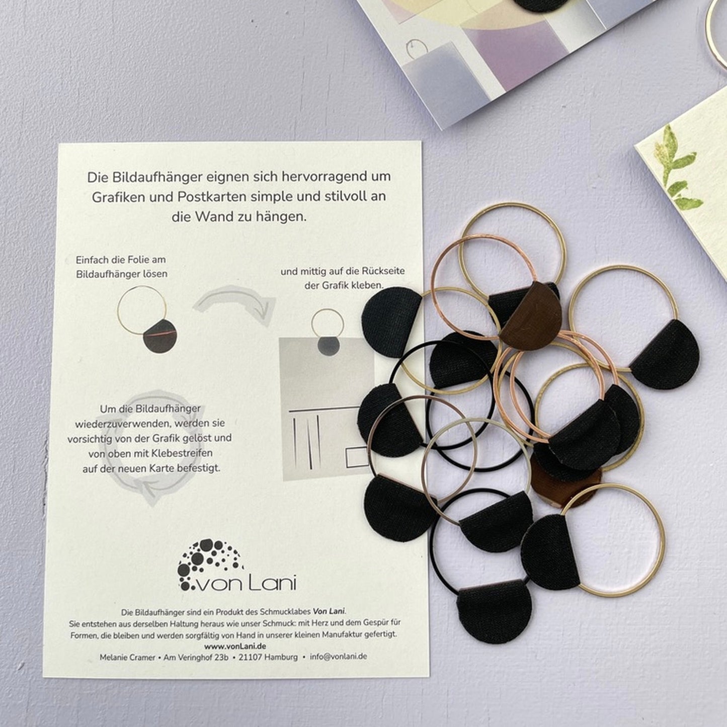 Bildaufhänger zum Postkarten aufhängen / 3er Set Kreise/ Wohndeko / Galerie