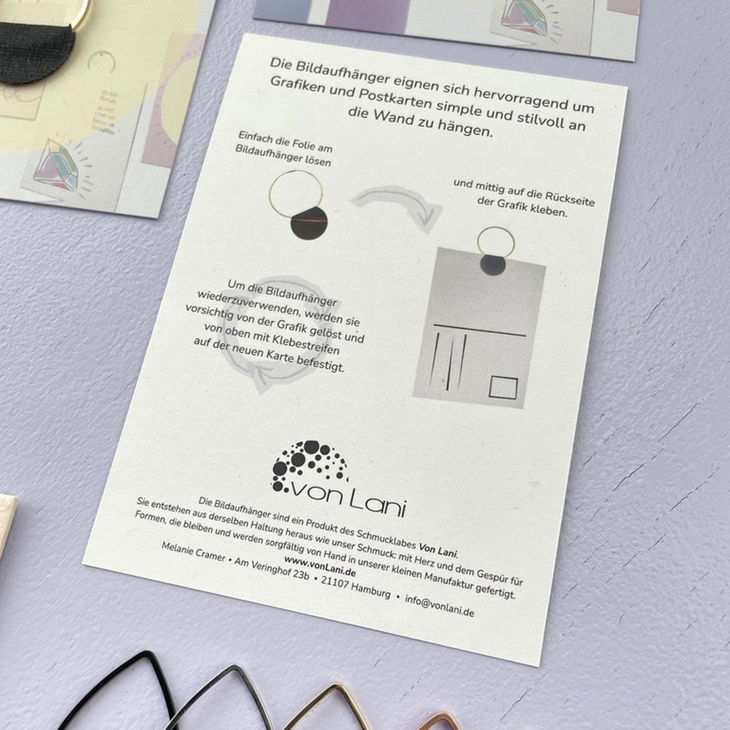 Bildaufhänger zum Postkarten aufhängen Tropfen klein / Wohndeko / Galerie