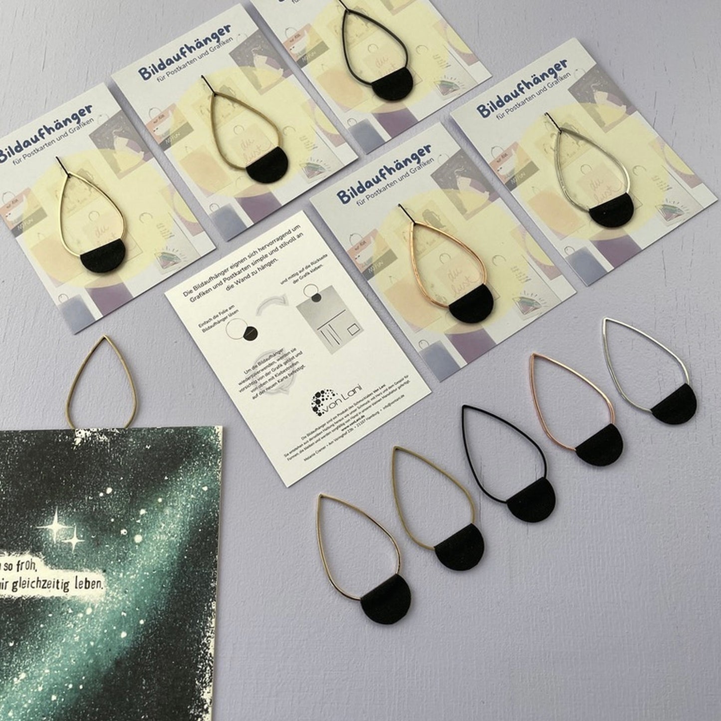 Bildaufhänger zum Postkarten aufhängen Tropfen groß/ Wohndeko / Galerie