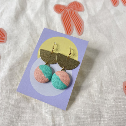 Ohrringe Halbmond . in Mint und Rosa . B&B
