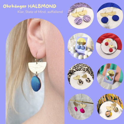 Ohrringe Halbmond . in Mint und Rosa . B&B