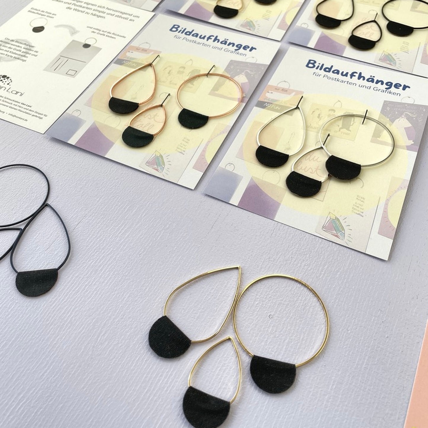 Bildaufhänger zum Postkarten aufhängen 3er Set Mix/ Wohndeko / Galerie