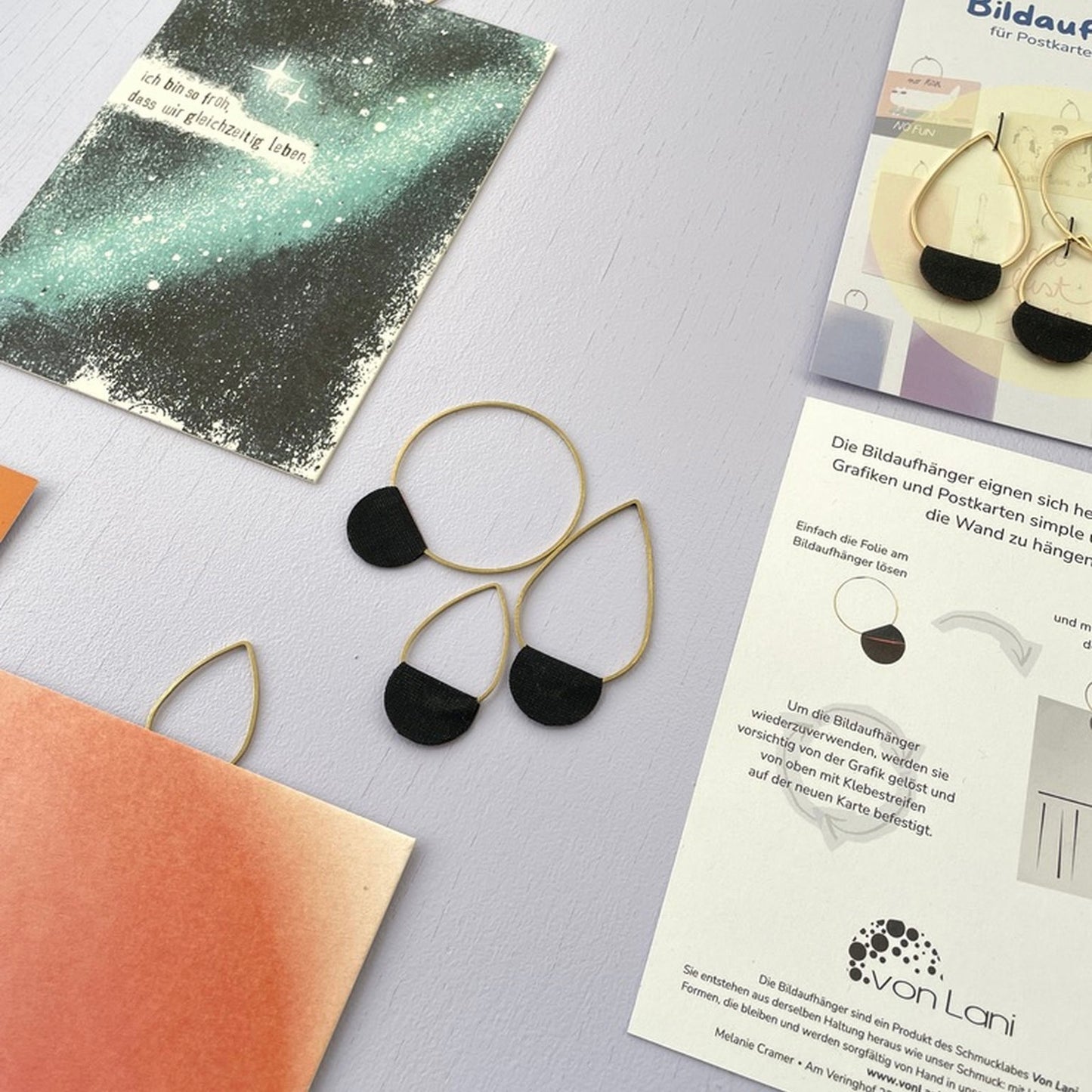Bildaufhänger zum Postkarten aufhängen 3er Set Mix/ Wohndeko / Galerie