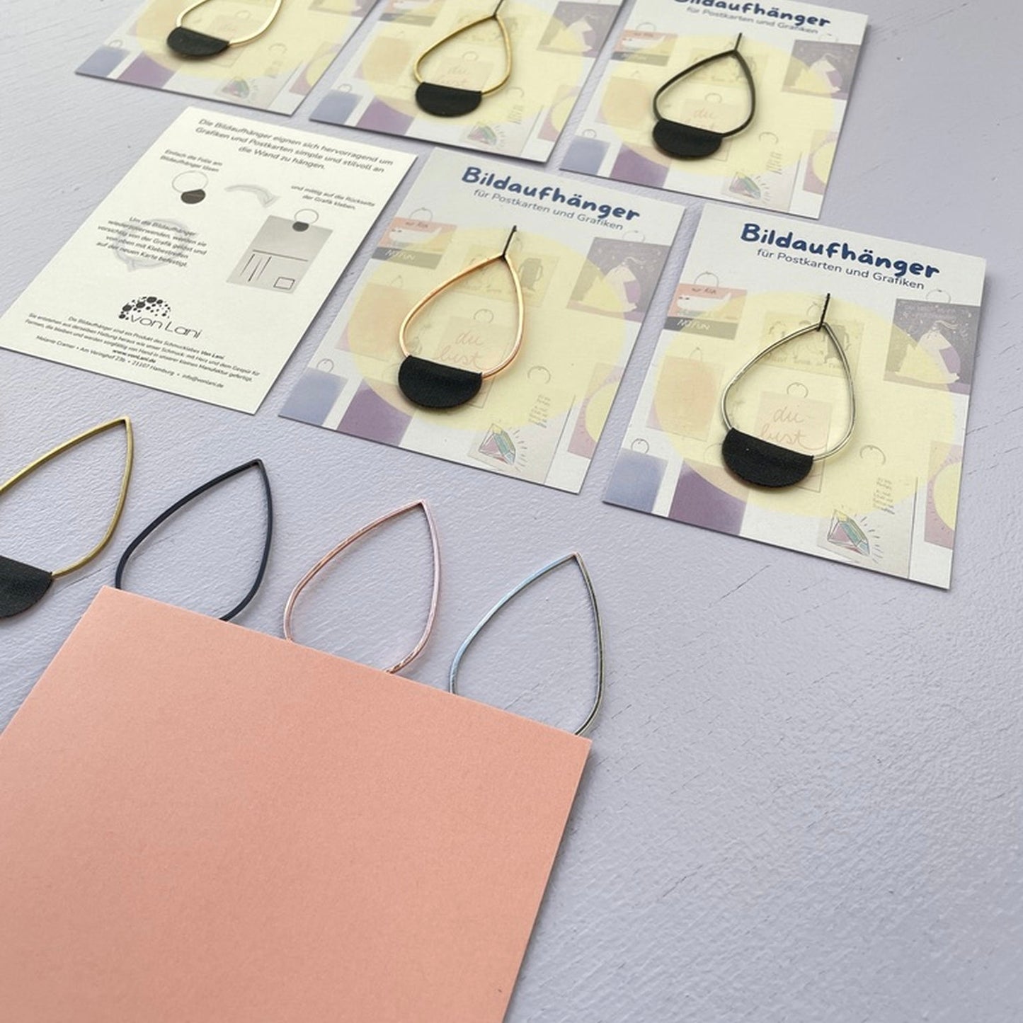 Bildaufhänger zum Postkarten aufhängen Tropfen groß/ Wohndeko / Galerie