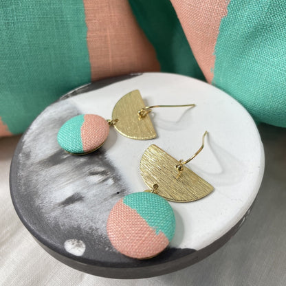Ohrringe Halbmond . in Mint und Rosa . B&B