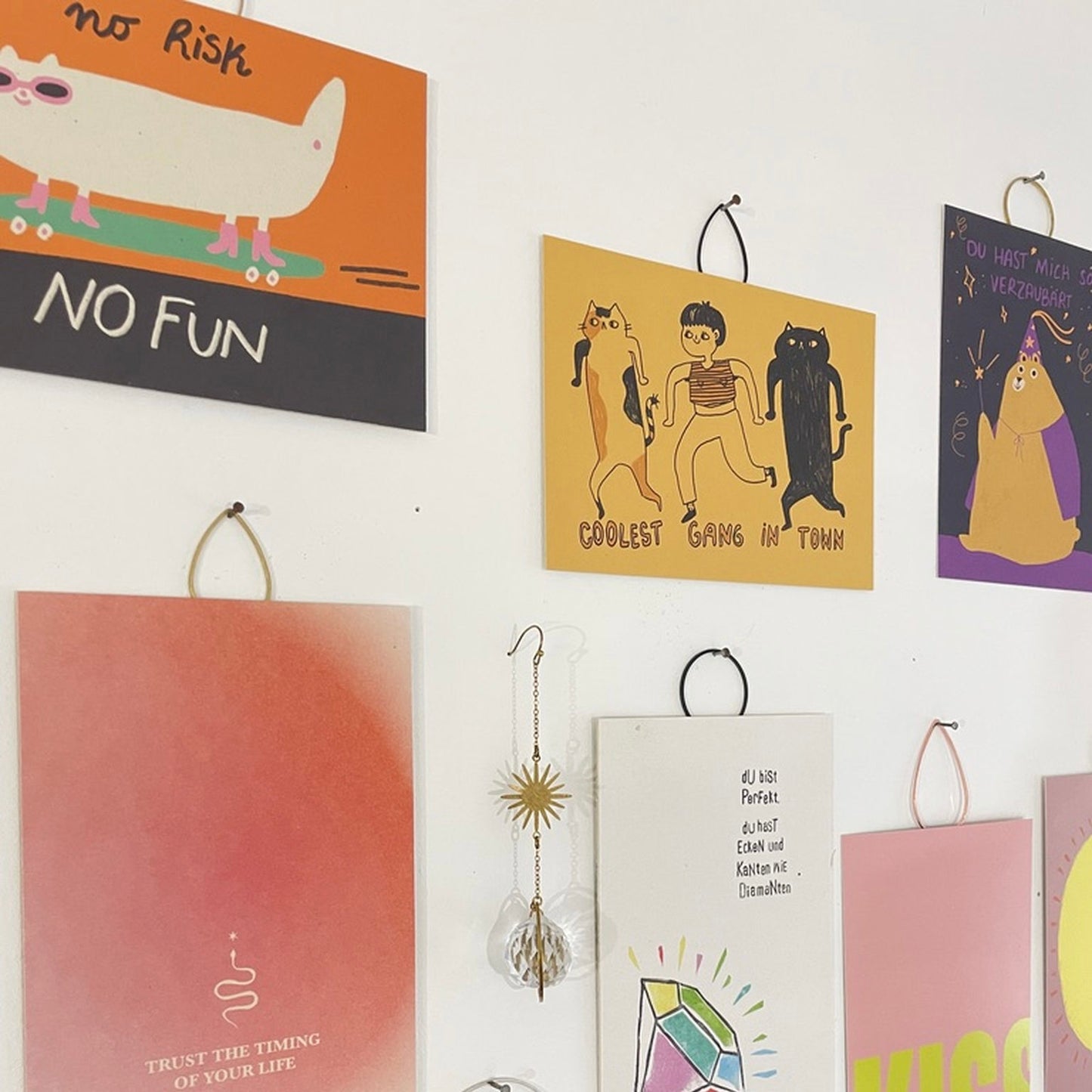 Bildaufhänger zum Postkarten aufhängen / 3er Set Kreise/ Wohndeko / Galerie