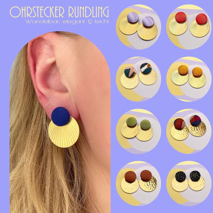 Ohrstecker Rundling . Orangegelber Seide . Sillow