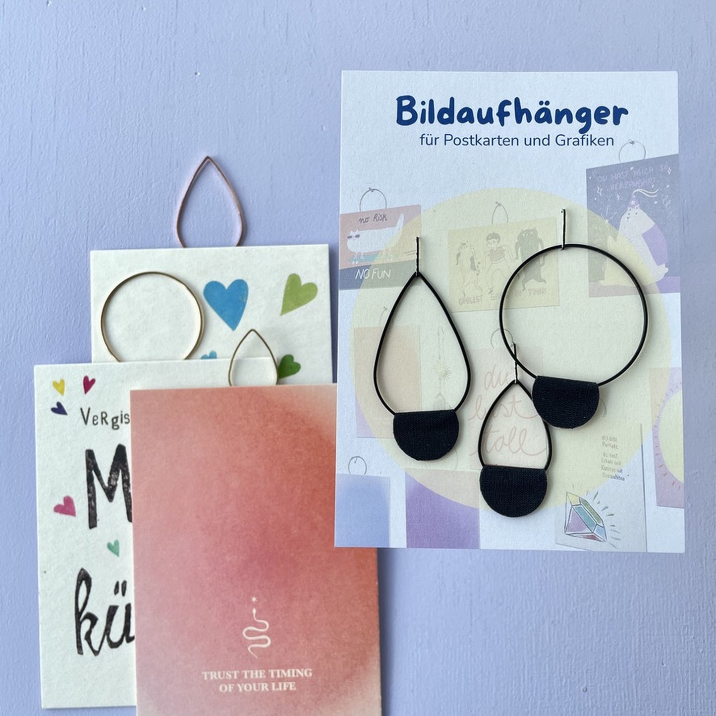 Bildaufhänger zum Postkarten aufhängen 3er Set Mix/ Wohndeko / Galerie