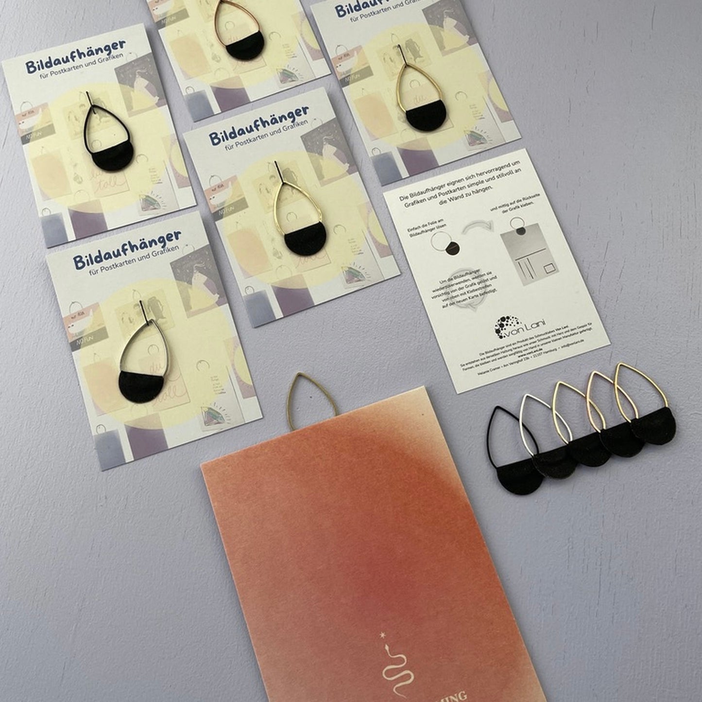 Bildaufhänger zum Postkarten aufhängen Tropfen klein / Wohndeko / Galerie