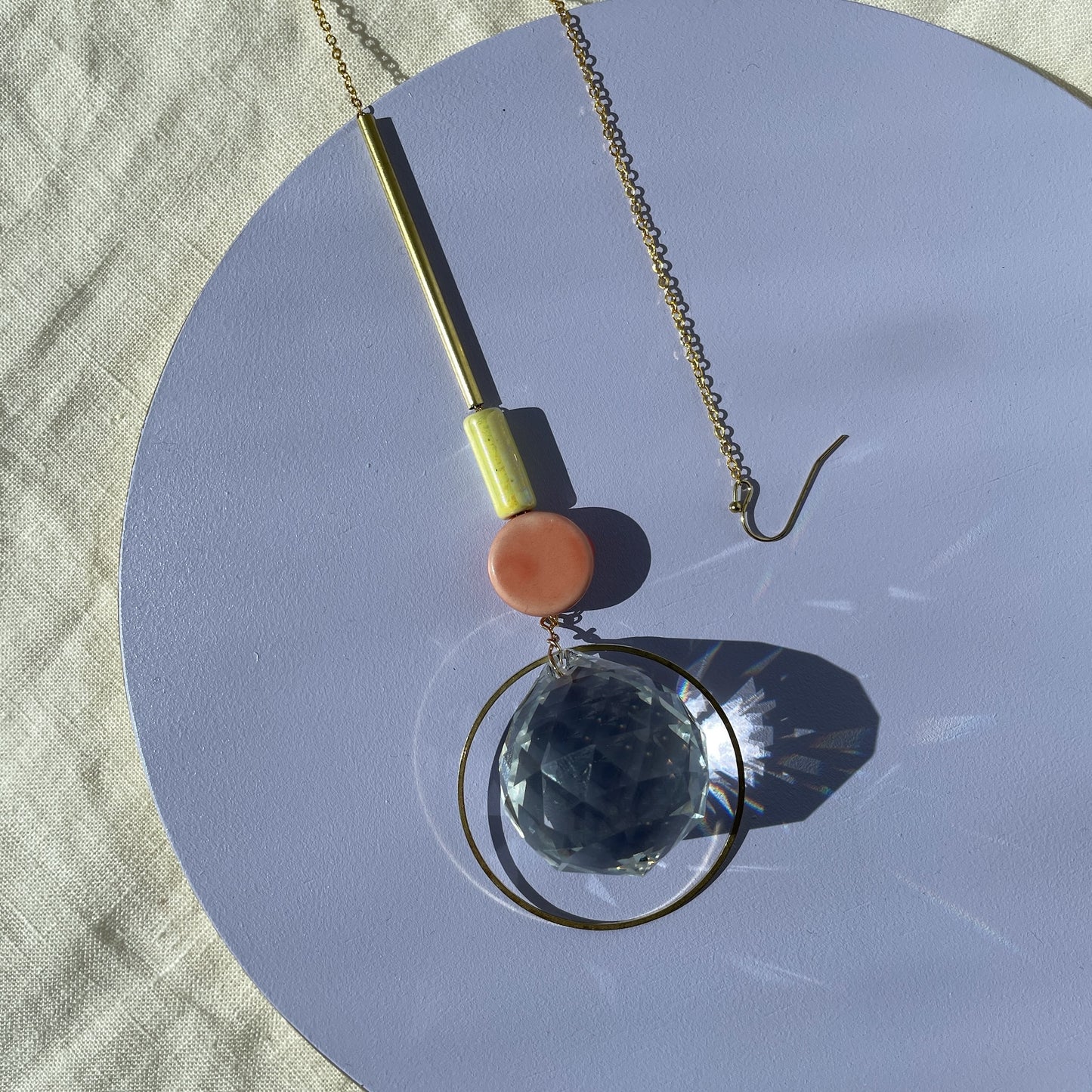 Suncatcher DISC Lachs / Lichtfänger / Fensterkristall  / Prisma